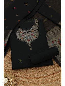 Soch - Black Floral Woven Unstitched Kurta with Bottom and Dupatta