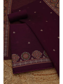 Soch - Burgundy Jamdani Woven Unstitched Kurta with Bottom and Dupatta