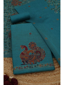Soch - Blue Jamdani Woven Unstitched Kurta with Bottom and Dupatta