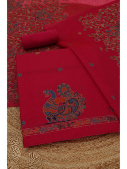 Soch - Fuchsia Pink Jamdani Woven Unstitched Kurta with Bottom and Dupatta