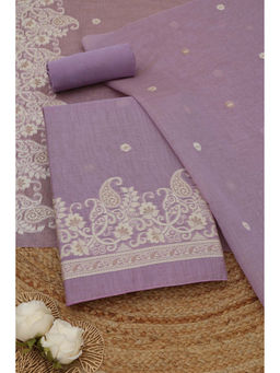 Soch - Lavender Jamdani Woven Unstitched Kurta with Bottom and Dupatta