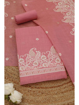 Soch - Blush Pink Jamdani Woven Unstitched Kurta with Bottom and Dupatta