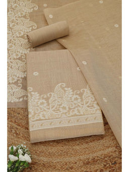 Soch - Beige Jamdani Woven Unstitched Kurta with Bottom and Dupatta