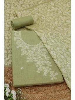 Soch - Green Floral Woven Unstitched Kurta with Bottom and Dupatta