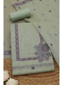 Soch - Light Green Floral Woven Unstitched Kurta with Bottom and Dupatta