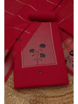 Soch - Fuchsia Pink Floral Woven Unstitched Kurta with Bottom and Dupatta