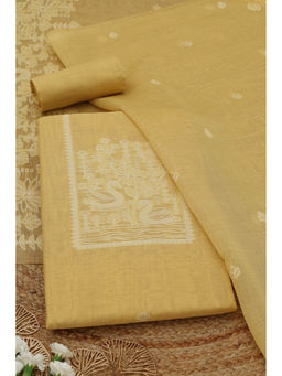 Soch - Yellow Floral Woven Unstitched Kurta with Bottom and Dupatta