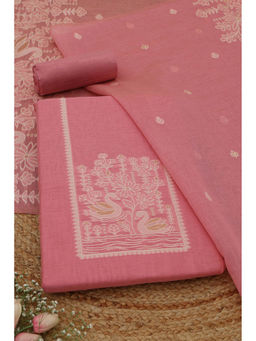 Soch - Pink Floral Woven Unstitched Kurta with Bottom and Dupatta
