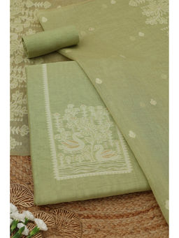 Soch - Green Floral Woven Unstitched Kurta with Bottom and Dupatta