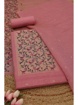 Soch - Blush Pink Bird Printed Woven Unstitched Kurta with Bottom and Dupatta