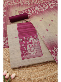 Soch - Beige-Pink Paisley Woven Unstitched Kurta with Bottom and Dupatta