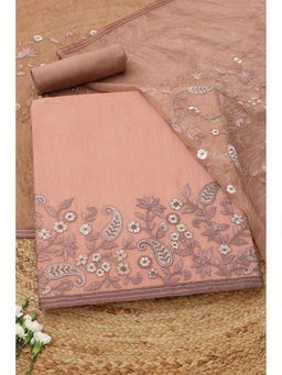 Soch - Peach Floral Embroidered Unstitched Kurta with Bottom and Dupatta
