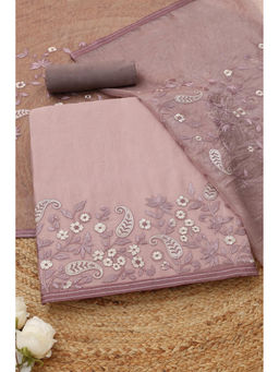 Soch - Lavender Floral Embroidered Unstitched Kurta with Bottom and Dupatta