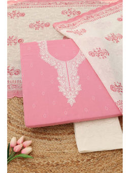 Soch - Pink Embroidered Unstitched Kurta with Bottom and Dupatta