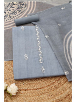 Soch - Grey Embroidered Unstitched Kurta with Bottom and Dupatta