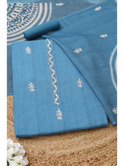 Soch - Blue Embroidered Unstitched Kurta with Bottom and Dupatta