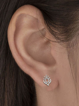 DISHIS - 18K Bis Hallmark White Gold & Diamond Earrings