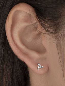 DISHIS - 18K Bis Hallmark White Gold & Diamond Earrings