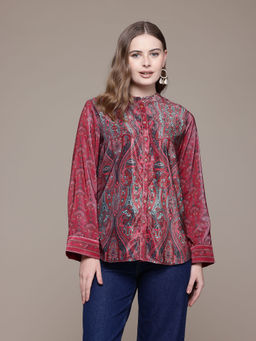 Aarke Ritu Kumar - Deep Pink Aaira Velvet Shirt