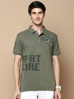 Classic Polo - Men Olive Printed Polo T-Shirt