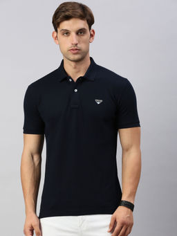 Classic Polo - Men Navy Blue Solid Polo T-Shirt