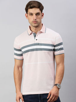 Classic Polo - Men Stripes Pink Polo T-Shirt