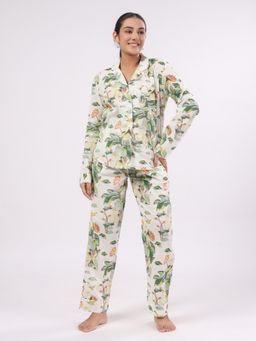 SAY - Women Floral Printed Pure Cotton Night Suit (Set of 2)
