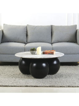 Claymint - Premium Natural Marble Table Top | Wooden Ball Base