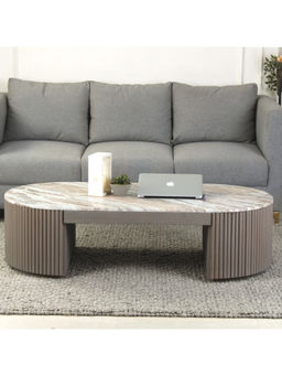 Claymint - Premium Natural Marble Table Top| Wooden Base