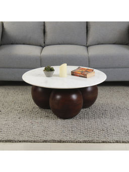 Claymint - Premium Natural Marble Table Top | Wooden Ball Base