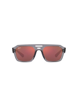 Ray-Ban - Transparent Grey Sunglasses 0RB4397 Irregular Grey Frame Red Lens (54)