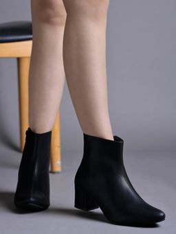 Shoetopia - Smart Casual Zip Detailed Black Boots for Girls