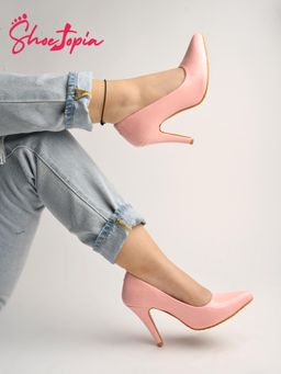 Shoetopia - High Heels Solid Patent Pink Heels for Girls