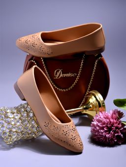 Shoetopia - Textured Beige Ballerinas for Girls
