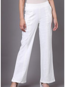 Lakshita - Off White Long Bell Bottom Solid Trouser
