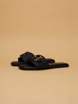 ERIDANI - Jules Buckle Flats Black