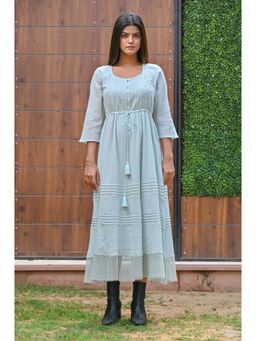 NYARO - Sea Green Chiffon Crape Embroidered Dress