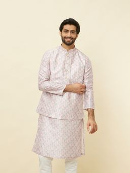 Manyavar - Men Pink Art Silk Printed Nehru Jacket