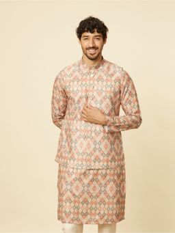 Manyavar - Men Multi Color Blended Viscose Printed Nehru Jacket