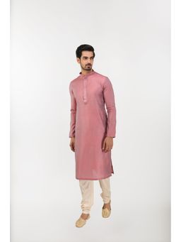 Manyavar - Men Pink Art Silk Embroidered Kurta