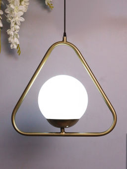 Homesake - Pendant Globe Light Golden Triangle White Glass