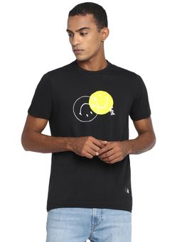 Lee - Men Black Graphic Print Slim Fit T-shirt