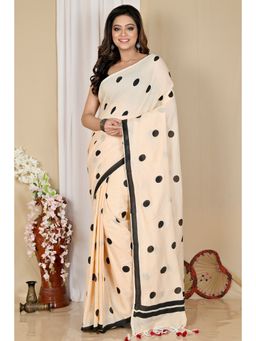 DipDiya - Women Cream Pure Cotton Saree
