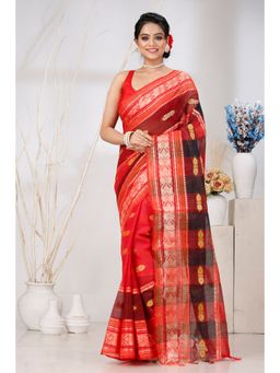 DipDiya - Women Red Pure Cotton Saree