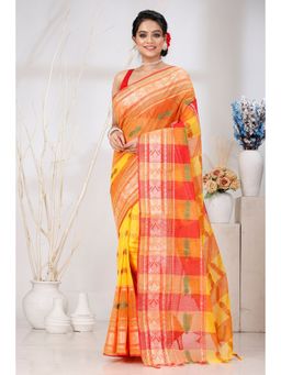 DipDiya - Women Yellow Pure Cotton Saree