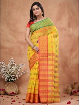 DipDiya - Women Yellow Pure Cotton Saree