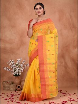 DipDiya - Women Yellow Pure Cotton Saree
