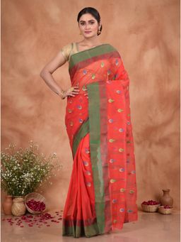 DipDiya - Women Red Pure Cotton Saree