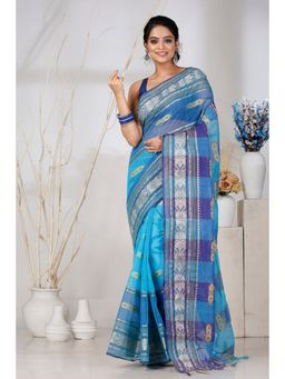 DipDiya - Women Blue Pure Cotton Saree
