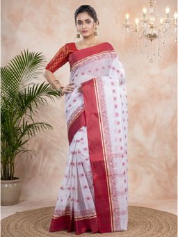 DipDiya - Women White Pure Cotton Saree